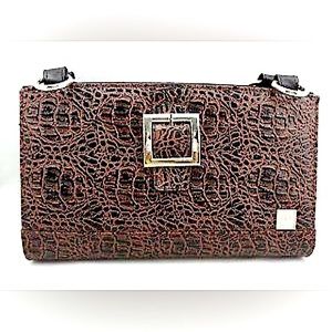 Miche Classic Shell Purse Cover Faux Leather Brown Reptile Print Buckle Ellie